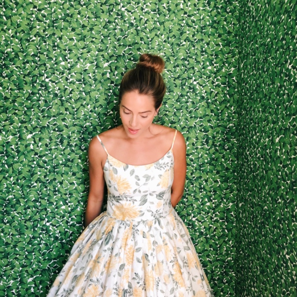 RARE! Gal Meets Glam White Sundress with Yellow Floral Print and Green Leaves - Picture 6 of 11